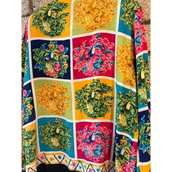 Corey B. New York 100% Silk Multicolor Floral Block Print Button-Up Shirt Womens - Picture 8 of 8